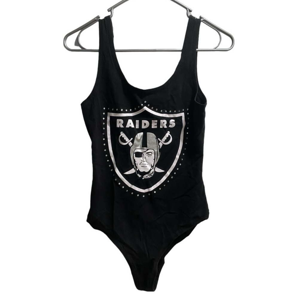 Women’s Las Vegas Raiders Bodysuit Black/Silver Jeweled size Small